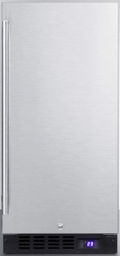 Summit SCFF1533BCSS Cabinet Freezer with 2.45 cu. ft. Total Capacity Frost Free Operation Adjustable Chrome Shelves Sabbath Mode Setting and 100% CFC Free in Stainless