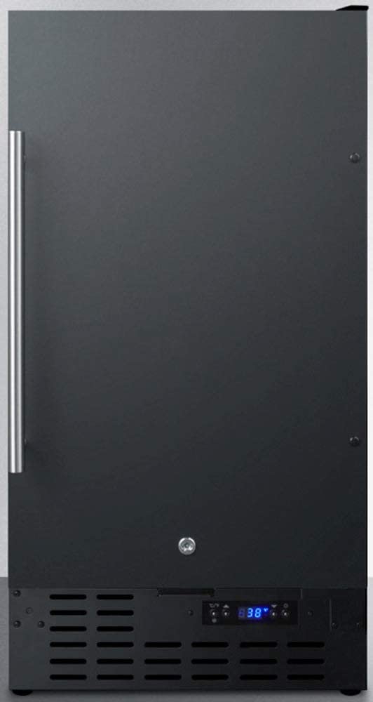 Summit Appliance FF1843BADA 18&#34; ADA Compliant Wide Built-in All-refrigerator in Black with Digital Thermostat, Automatic Defrost, Digital Display, Adjustable Chrome Shelves, LED Light and Front Lock