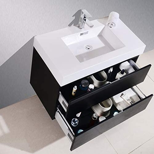 Bliss 40‚Ä≥ Black Wood Wall Mount Modern Bathroom Vanity