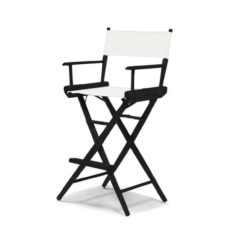 Telescope Casual World Famous Bar Height Director Chair With Black Finish and White Fabric