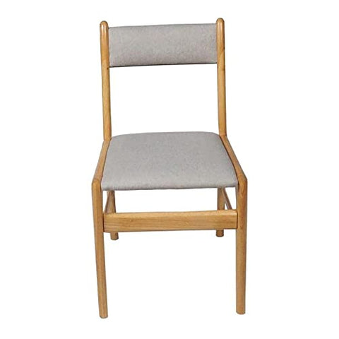 Ouuuhlala Cara Light Grey Rubber Wood Fabric Dining Chair with Natural Leg (Set of 2)