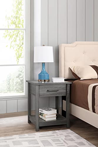 Salem 1-Drawer Gray Nightstand (24 in. H x 19 in. W x 20 in. D)