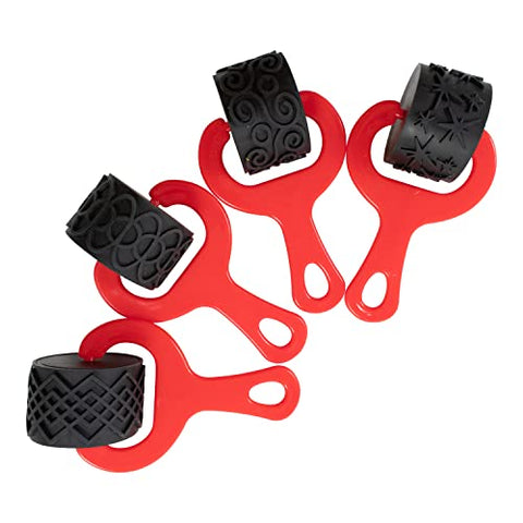 READY 2 LEARN Paint and Clay Explorers - Set 2 - Set of 4 - Sturdy, Chunky Texture Rollers for Kids and DIY - Art Tools for Pottery, Posters and Dough