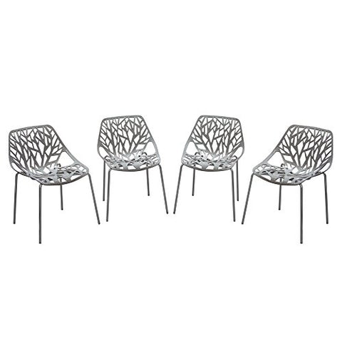 Pepper 4-Pack Accent Chairs in Grey Laser Cut Polypropylene (PP) w/ Chrome Leg by Diamond Sofa