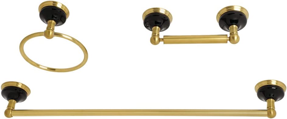 Kingston Brass BAK911148BB Water Onyx Bathroom Hardware Set, Brushed Brass