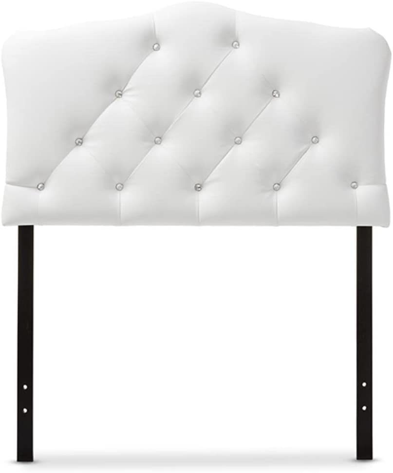 Baxton Studio Rita Modern and Contemporary White Faux Leather Upholstered Button-Tufted Scalloped Twin Size Headboard