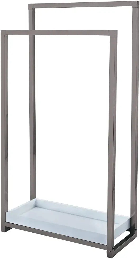 Kingston Brass SCC8268 Pedestal 2-Tier Steel Construction Towel Rack with Wooden Case, Brushed Nickel