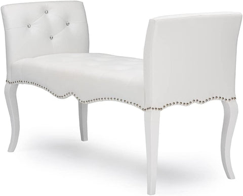 Baxton Studio Wholesale Interiors Kristy Modern &amp; Contemporary Faux Leather Classic Seating Bench, White