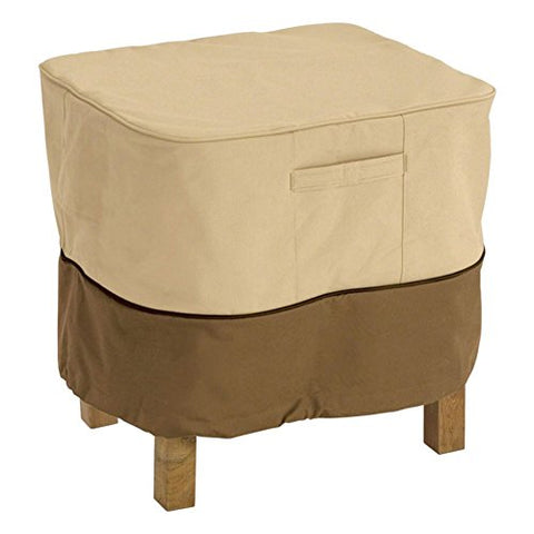 Classic Accessories Veranda Water-Resistant 26 Inch Square Patio Ottoman/Side Table Cover, Outdoor Table Cover