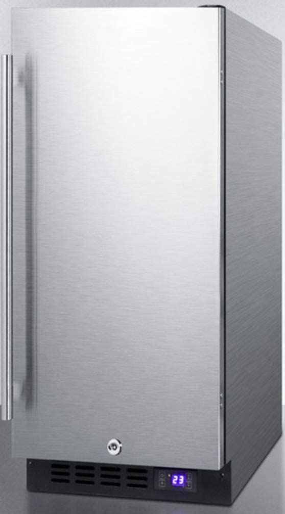 Summit SCFF1533BCSS Cabinet Freezer with 2.45 cu. ft. Total Capacity Frost Free Operation Adjustable Chrome Shelves Sabbath Mode Setting and 100% CFC Free in Stainless