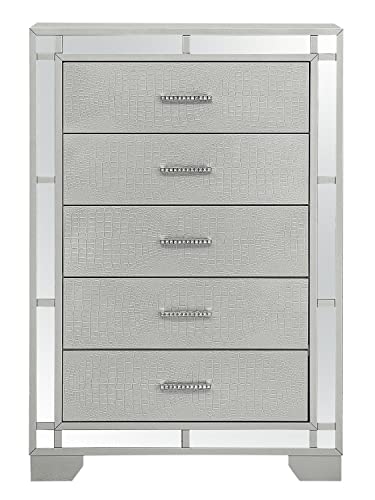 Madison Silver Champagne 5-Drawer Chest of Drawers (33 in. L X 17 in. W X 49 in. H)