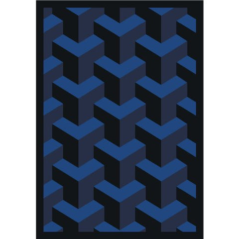 Joy Carpets Kaleidoscope Rooftop Whimsical Area Rugs, 64-Inch by 92-Inch by 0.36-Inch, Navy