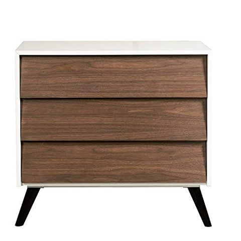 Two Tone Walnut/White Three Drawer Chest