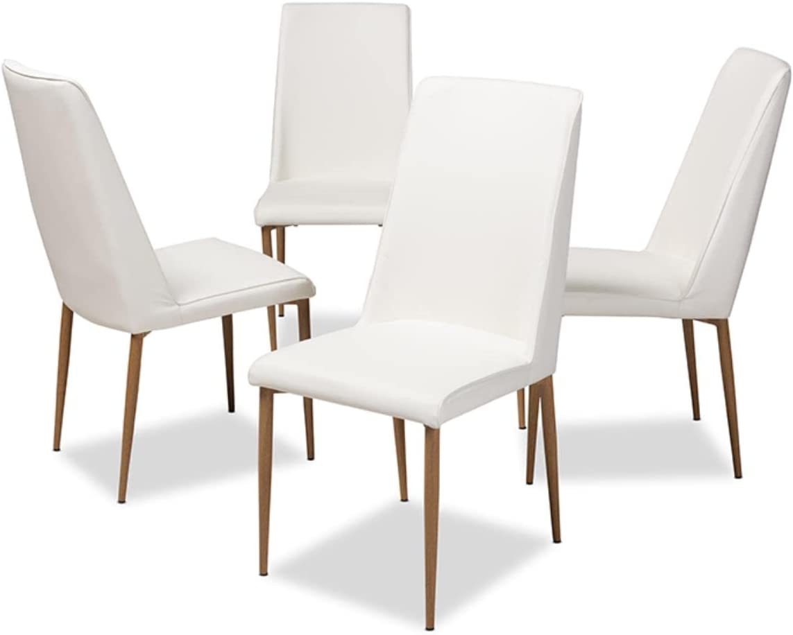 Baxton Studio Chandelle Modern and Contemporary White Faux Leather Upholstered Dining Chair