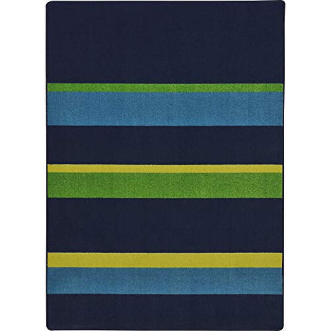 Joy Carpets Kid Essentials Straight and Narrow Teen Area Rugs, 64-Inch by 92-Inch by 0.36-Inch, Navy
