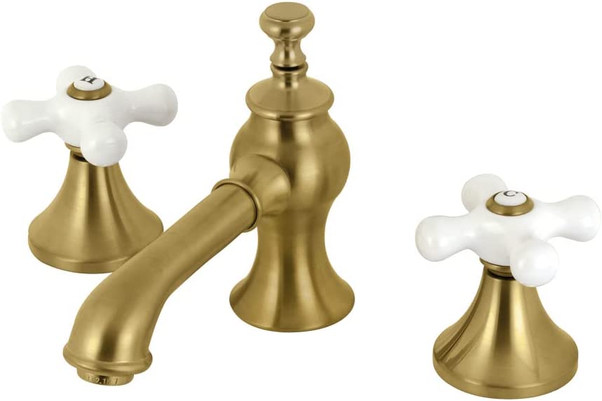 Kingston Brass KC7067PX Vintage 8 in. Widespread Bathroom Faucet, Brushed Brass