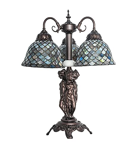 23Inch High Tiffany Fishscale 3 Light Table Lamp