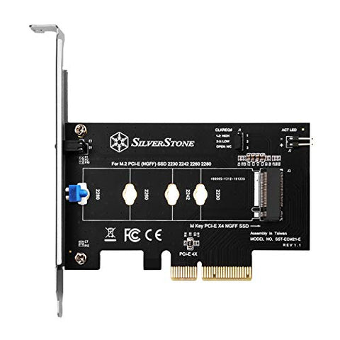 M.2 PCIe NVMe SSD adapter card with Screwless design and CLKREQ setting support.