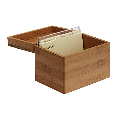 Oceanstar Bamboo Recipe Box with Divider, Natural, 6.80&#34; W x 4.90&#34; D x 5.10&#34; H