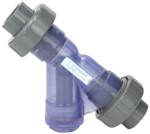 Hayward YS00100SU 1-Inch Socket True Union Clear PVC Y-Strainer with FPM O-ring Seals