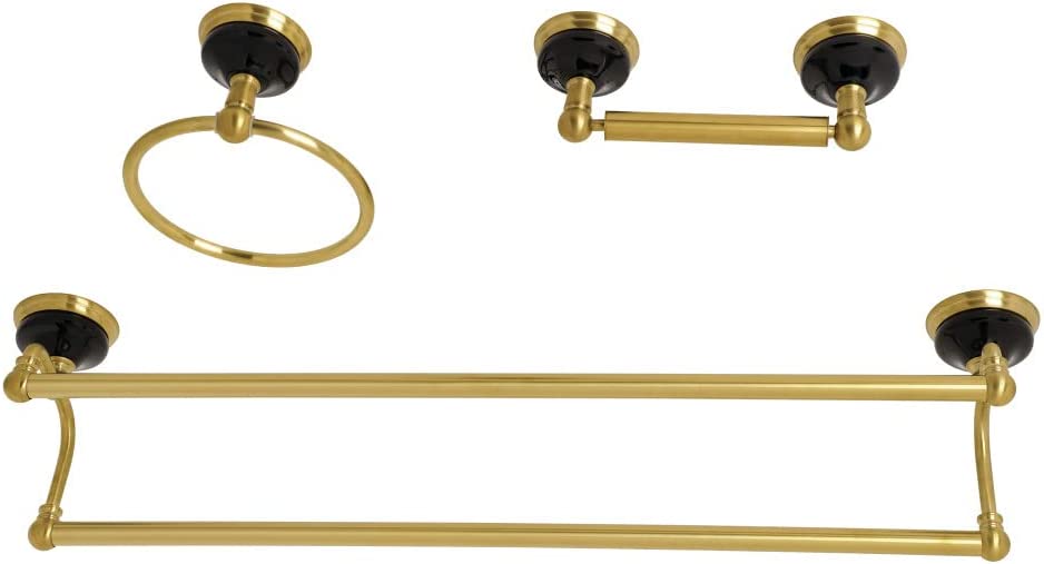 Kingston Brass BAK911348BB Water Onyx Bathroom Hardware Set, Brushed Brass