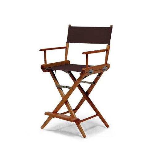 Telescope Casual World Famous Balcony Height Director Chair With Walnut Stain Finish and Brown Fabric