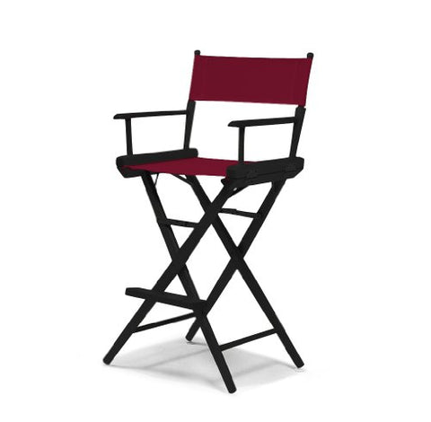 Telescope Casual World Famous Bar Height Director Chair With Black Finish and Burgundy Fabric
