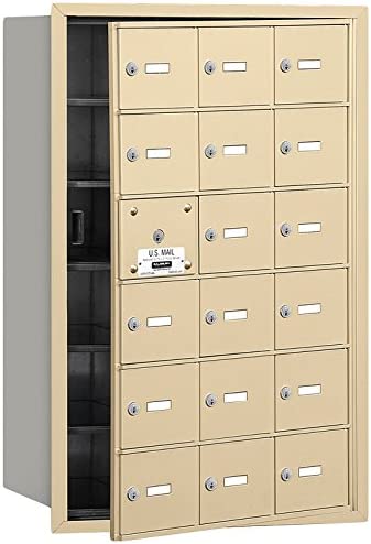 Salsbury Industries 3618SFP 4B Plus Horizontal Mailbox with Master Commercial Lock, 18 A Doors 17 Usable, Front Loading, Private Access, Sandstone