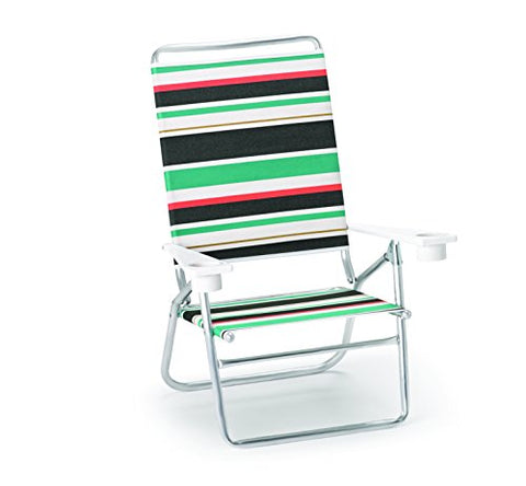 Telescope Casual Light N Easy High Boy Folding Beach Arm Chair With Marine Grade Polymer Arms With Cup Holders With Vintage Fabric