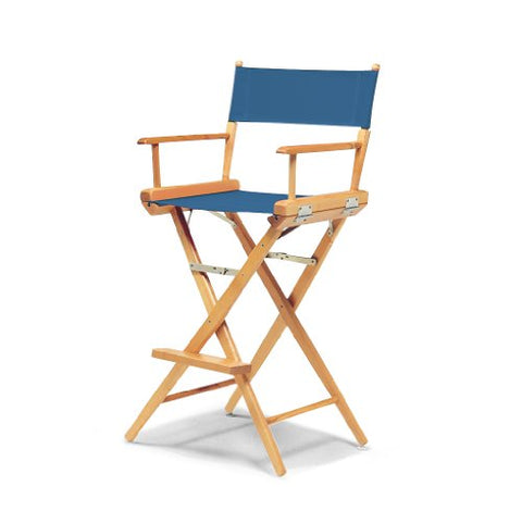 Telescope Casual World Famous Bar Height Director Chair With Varnish Finish and Indigo Fabric
