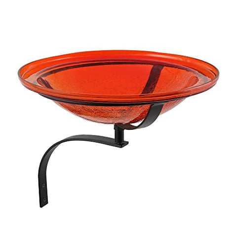 12 Red Crackle Birdbath- Wall Mount Bracket