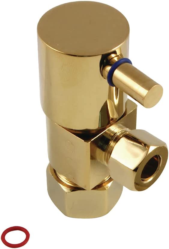 Kingston Brass CD53302DL Concord 5/8&#34; x 3/8&#34; O.D Anti-Seize Deluxe Quarter Turn Ceramic Hardisc Cartridge Angle Stop, Polished Brass