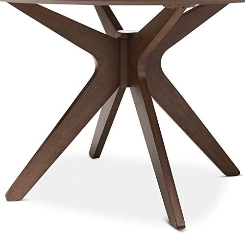 Baxton Studio Monte Round Dining Table in Walnut Brown