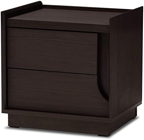 Baxton Studio Larsine Modern and Contemporary Brown Finished 2-Drawer Nightstand