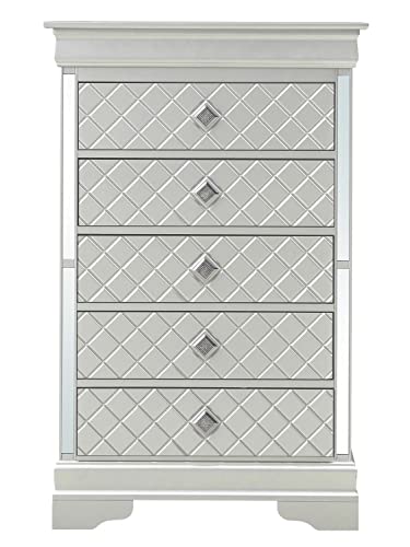 Verona Silver Champagne 5-Drawer Chest of Drawers (31 in. L X 16 in. W X 48 in. H)