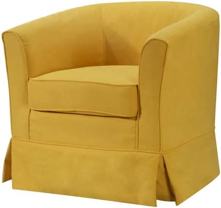 Tucker Yellow Woven Fabric Swivel Barrel Chair
