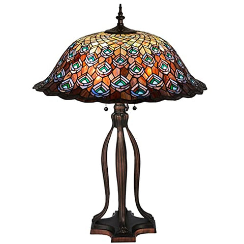 30InchH Tiffany Peacock Feather Table Lamp