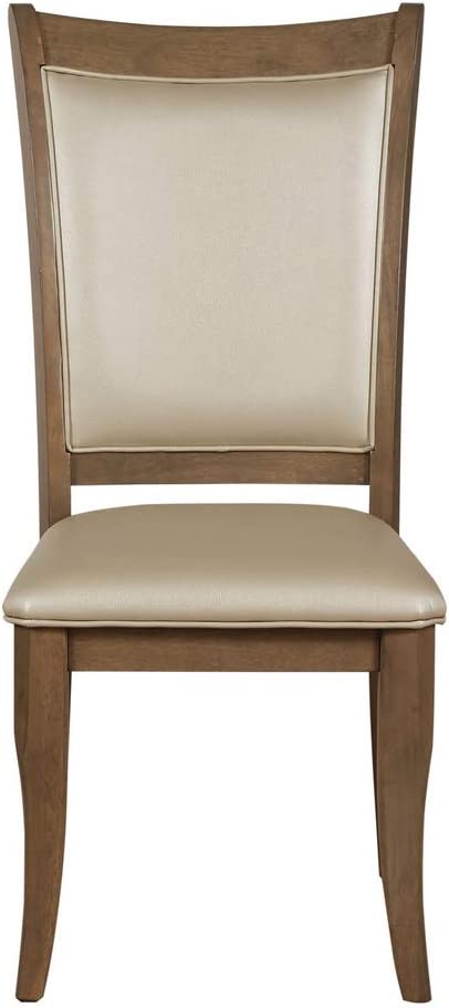 ACME Side Chair, Beige PU &amp; Gray Oak