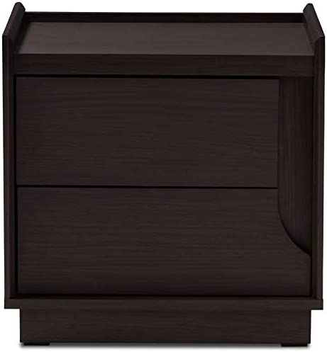 Baxton Studio Larsine Modern and Contemporary Brown Finished 2-Drawer Nightstand