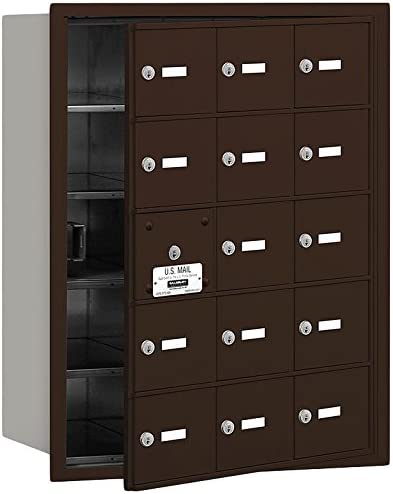 Salsbury Industries 3615ZFP 4B Plus Horizontal Mailbox with Master Commercial Lock, 15 A Doors 14 Usable, Front Loading, Private Access, Bronze