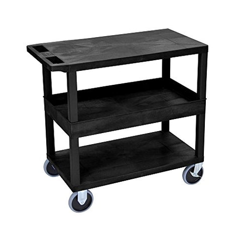 32 in. x 18 in. Cart - Two Flat/One Tub Shelves - Black