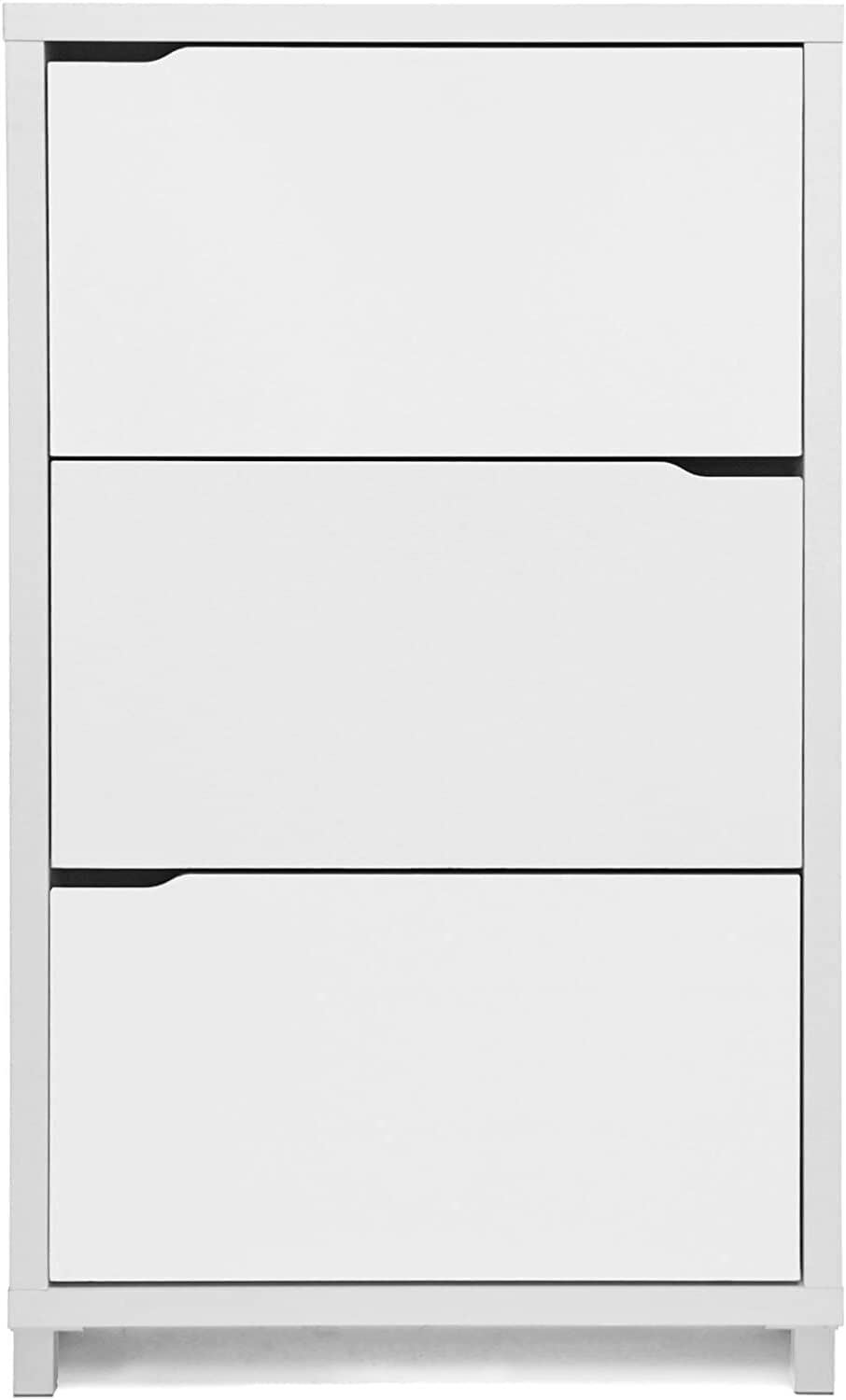 Baxton Studio Simms 3 Tier Modern Shoe Cabinet, White