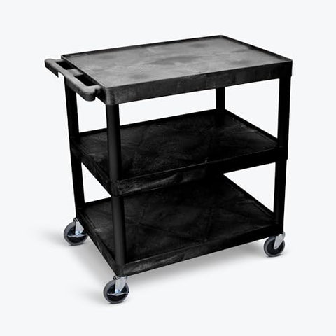 Utility Cart - 3 Shelves Structural Foam Plastic - Black
