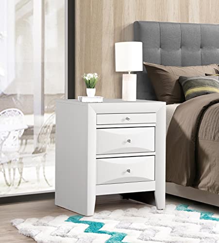 Marilla 3-Drawer White Nightstand (28 in. H x 17 in. W x 23 in. D)