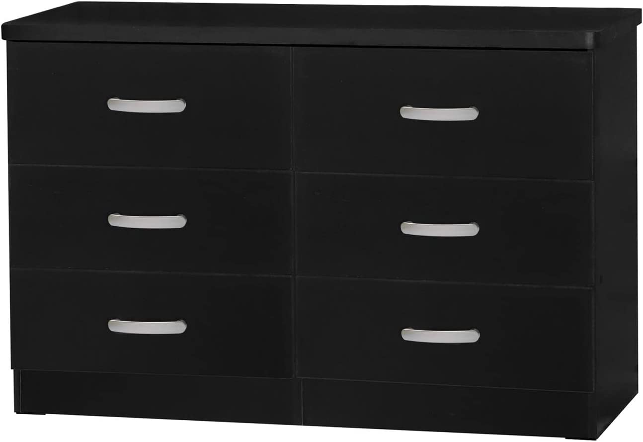 Better Home Products DD and PAM 6 Drawer Engineered Wood Bedroom Dresser in Black