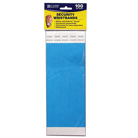 C LINE DUPONT TYVEK BLUE SECURITY WRISTBANDS 100PK