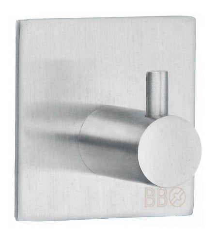 SELFAD-HESIVE SINGLE HOOK BRUSHED STAINLESS STEEL
