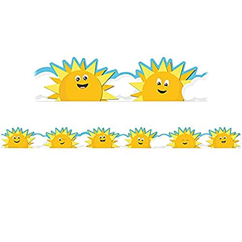 Eureka Growth Mindset Sun &amp; Clouds Deco Trim Extra Wide Die-Cut, 37 Feet