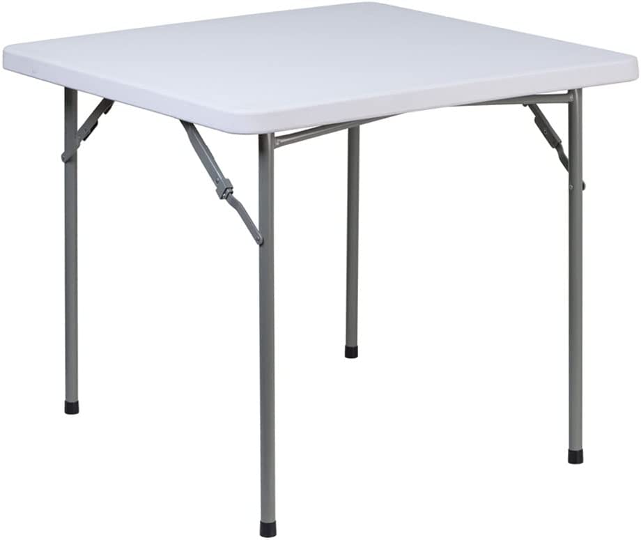 Flash Furniture 2.81-Foot Square Granite White Plastic Folding Table