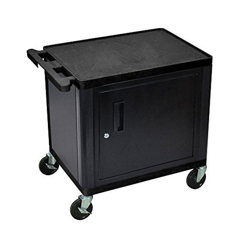 26 in.H AV Cart - Two Shelves Cabinet - Black